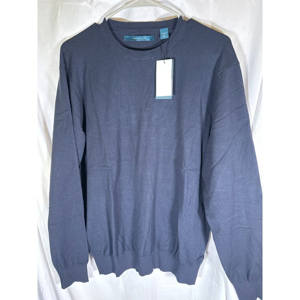 Perry Ellis Mens Tech Knit Pullover Sweater, Deep Sapphire, Size XL, NWT‎